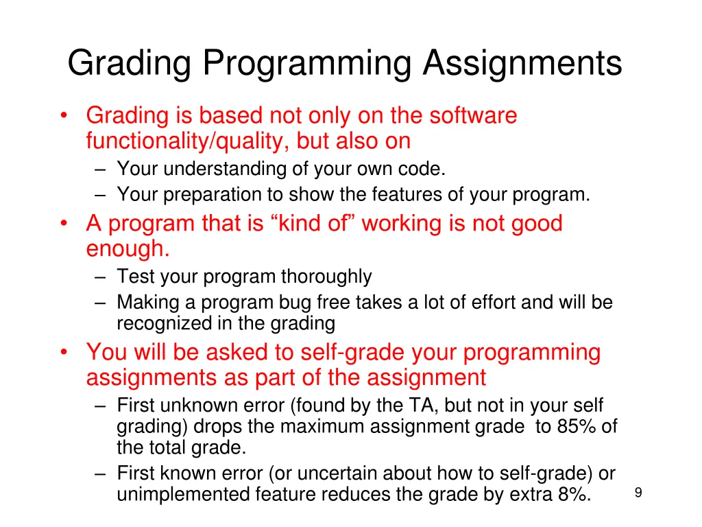 grading programming assignments