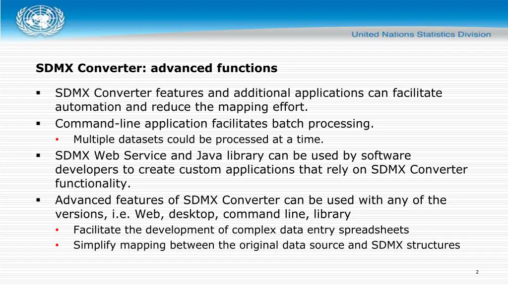 sdmx converter advanced functions