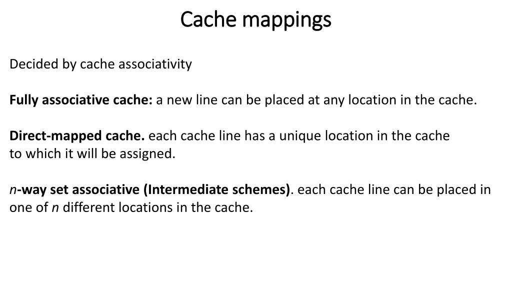 cache mappings cache mappings
