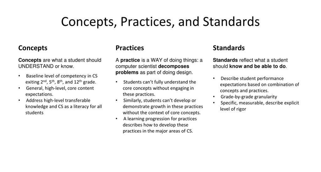 concepts practices and standards