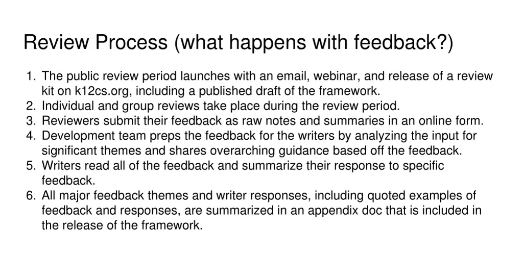 review process what happens with feedback