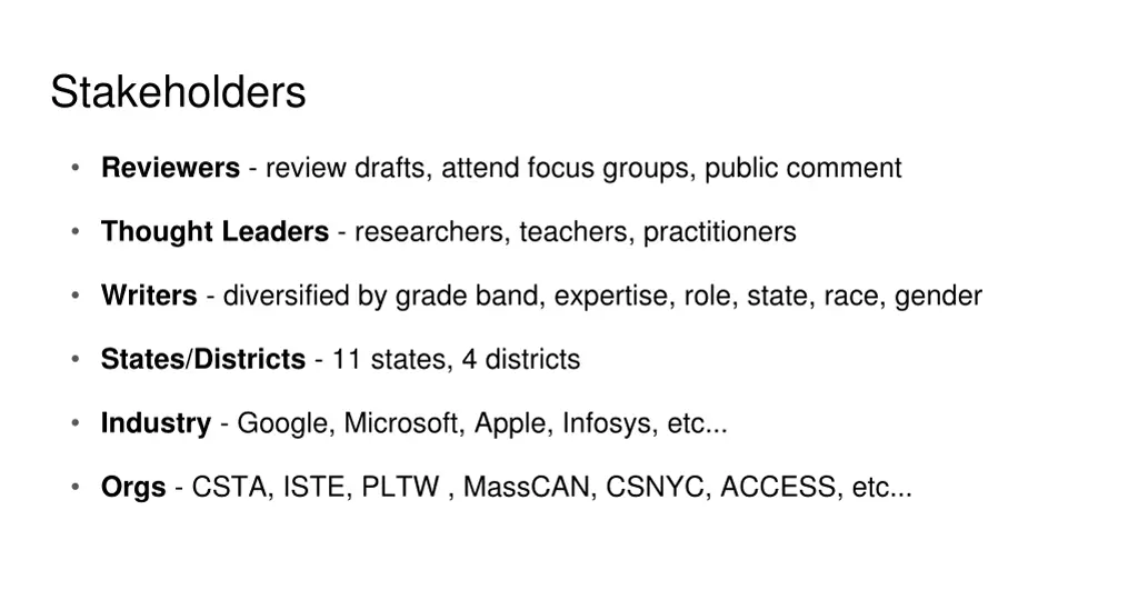 stakeholders