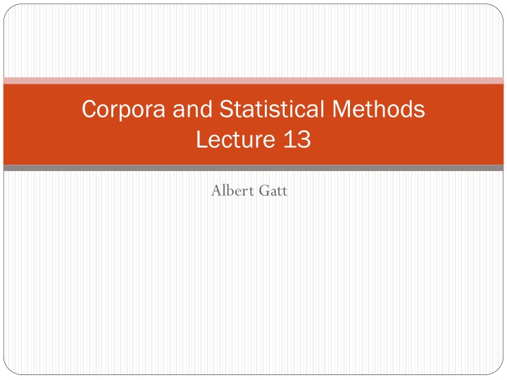 corpora and statistical methods lecture 13