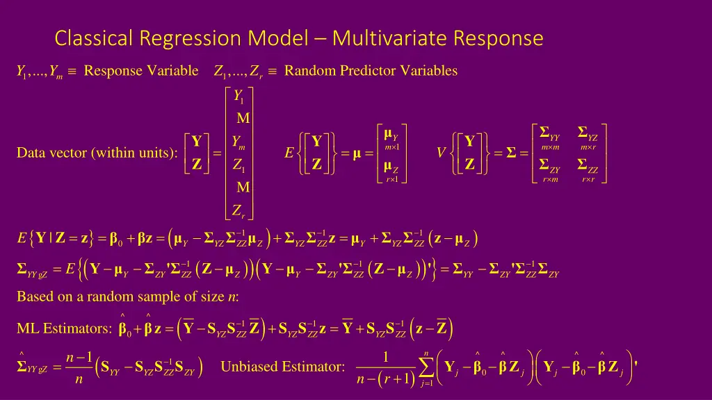 classical regression model multivariate response