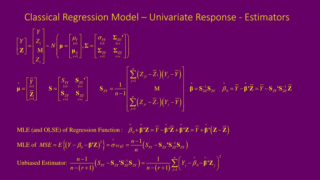 classical regression model univariate response 1
