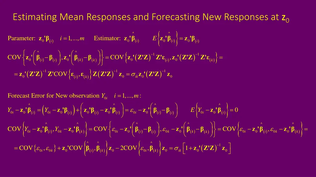 estimating mean responses and forecasting