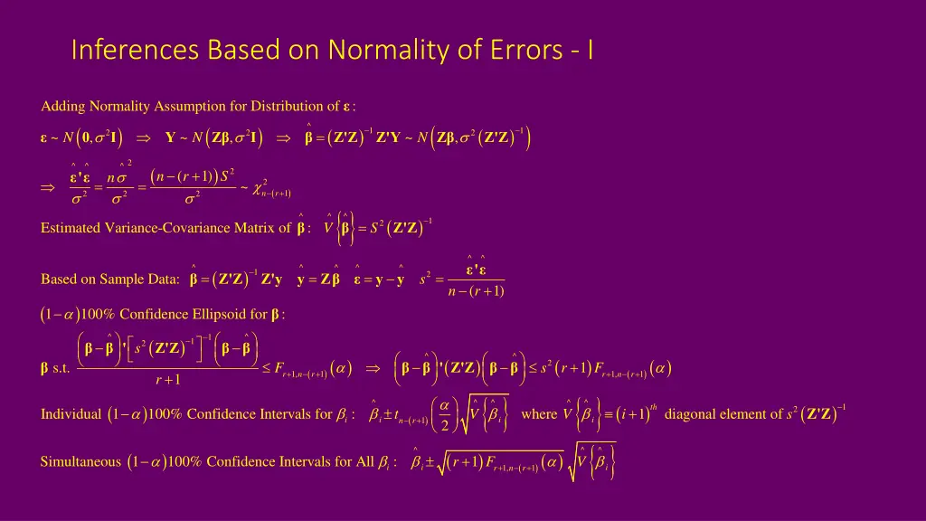 inferences based on normality of errors i