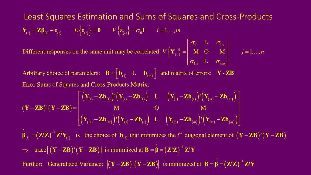 least squares estimation and sums of squares