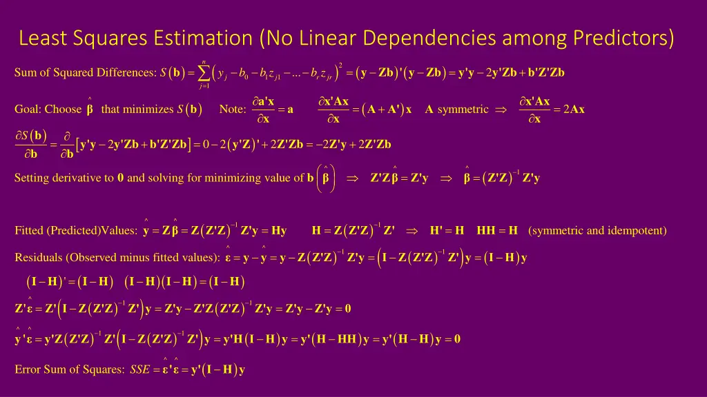 least squares estimation no linear dependencies