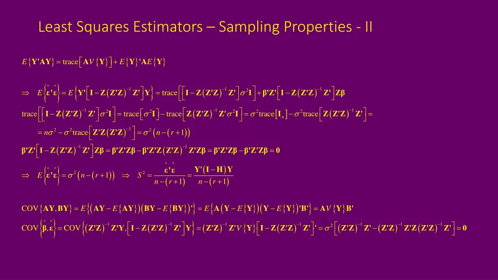least squares estimators sampling properties ii