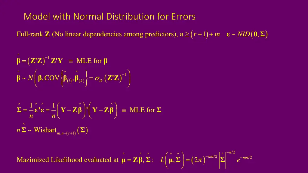 model with normal distribution for errors
