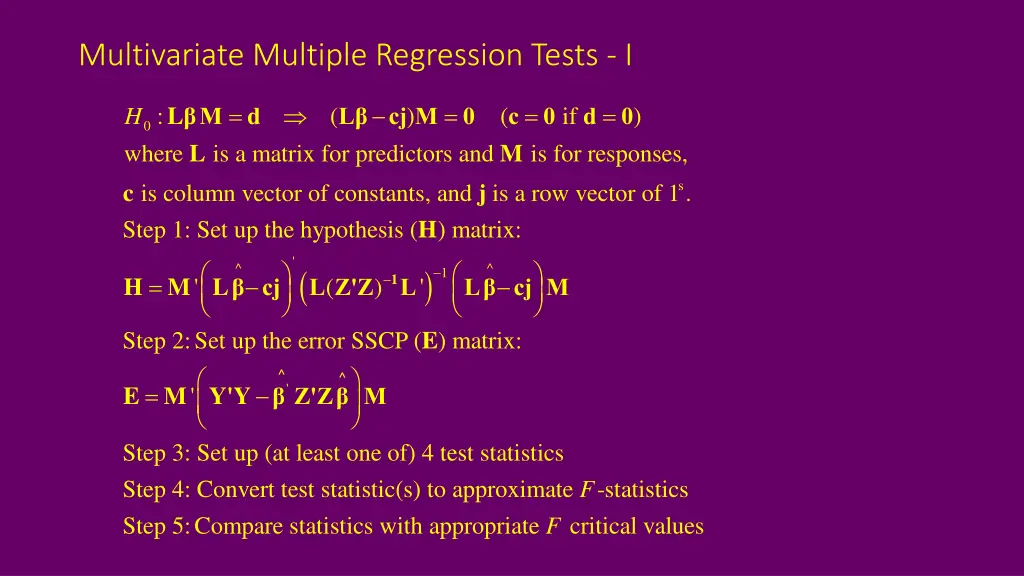 multivariate multiple regression tests i