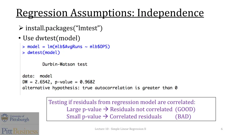 regression assumptions independence
