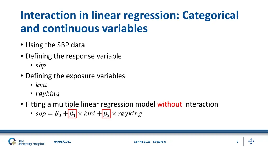 interaction in linear regression categorical