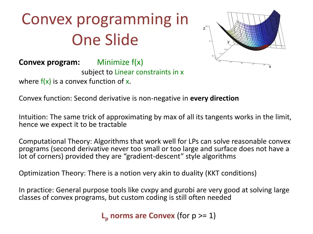 convex programming in one slide