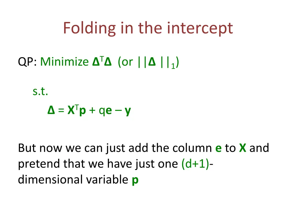 folding in the intercept 2