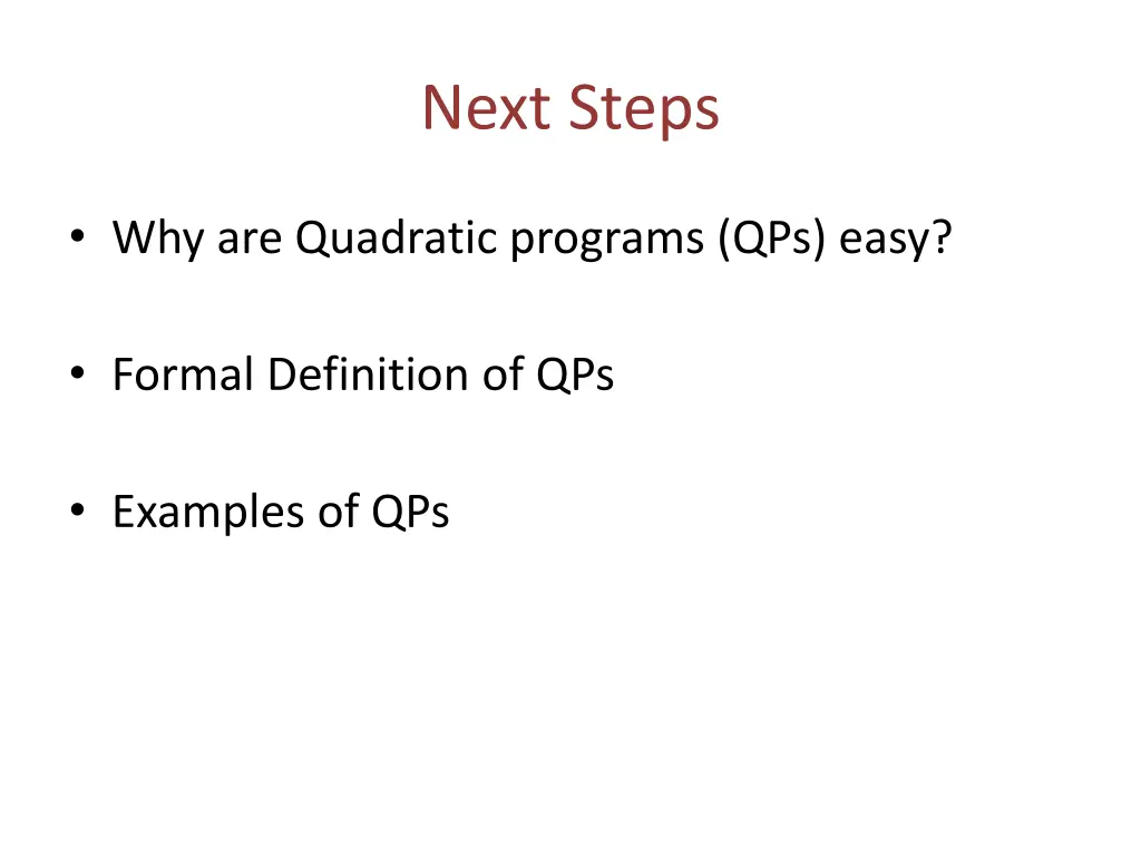 next steps