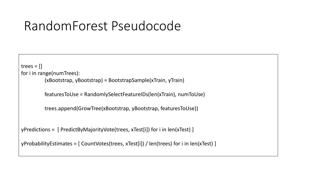 randomforest pseudocode