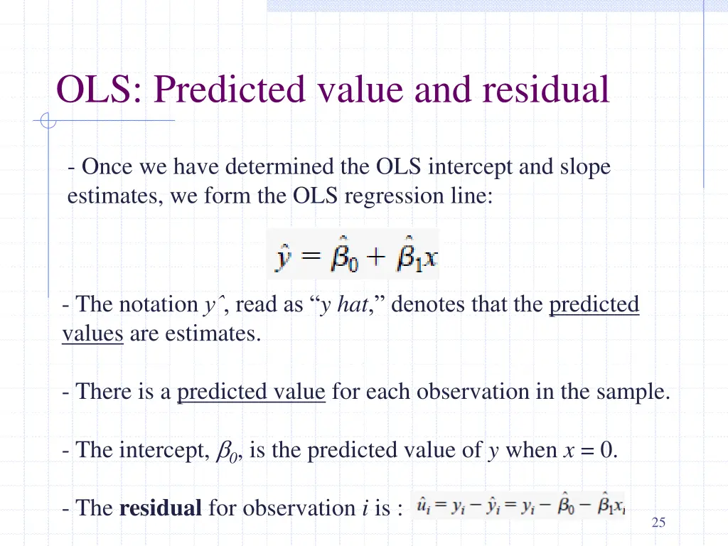 ols predicted value and residual