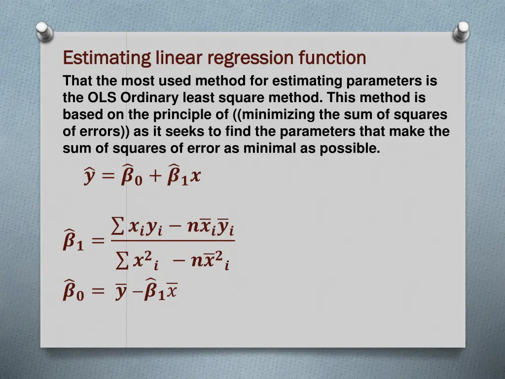 estimating linear regression function estimating