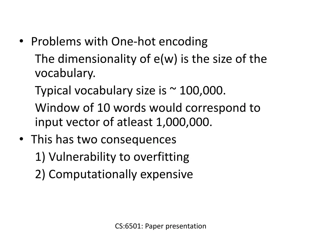 problems with one hot encoding the dimensionality