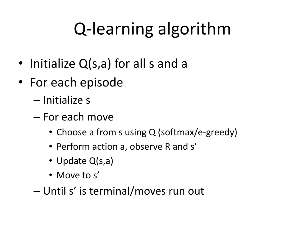 q learning algorithm