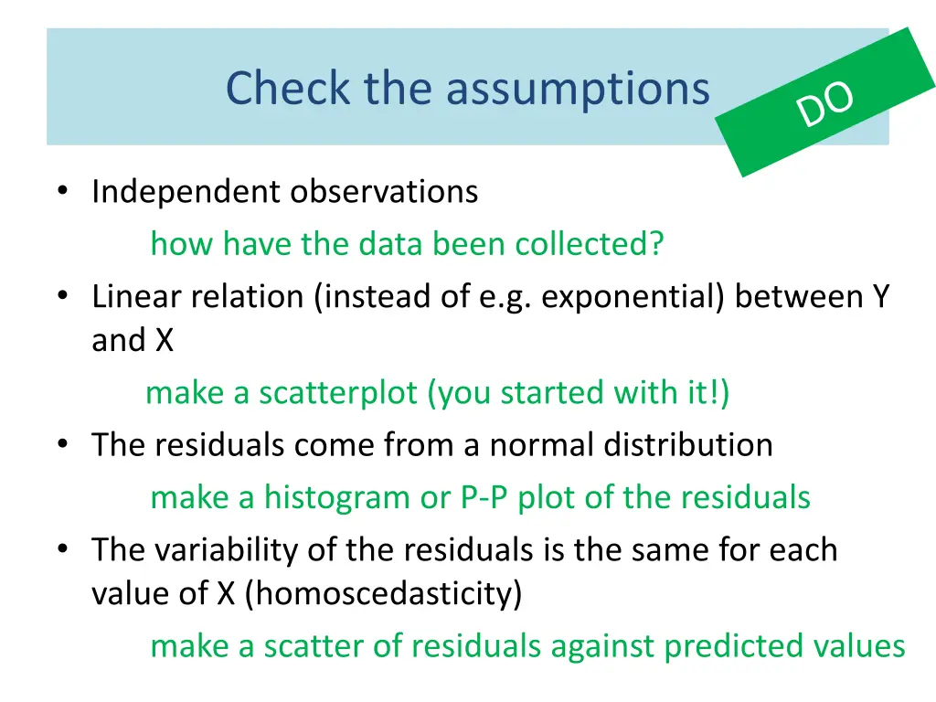 check the assumptions