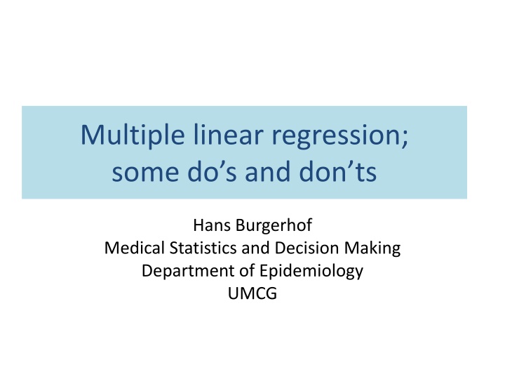 multiple linear regression some do s and don ts