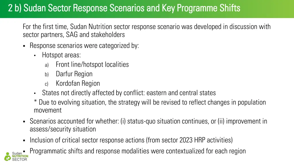 2 b sudan sector response scenarios