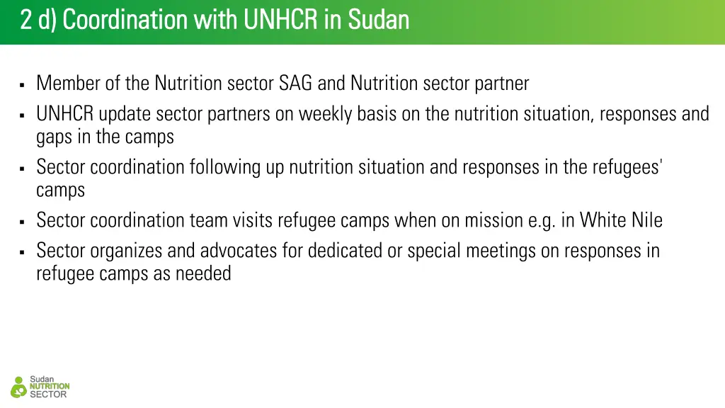 2 d coordination with unhcr in sudan