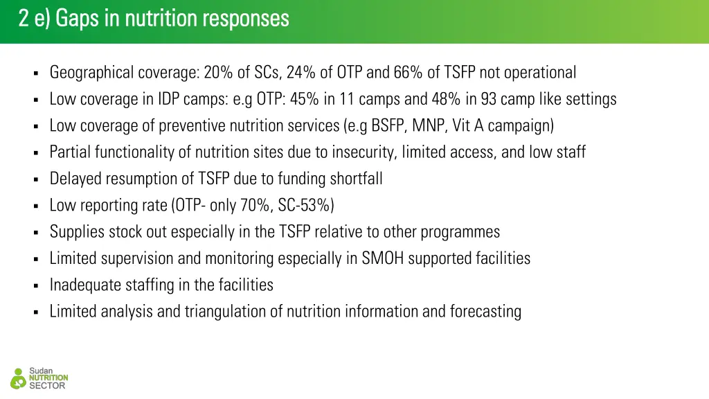 2 e gaps in nutrition responses 2 e gaps