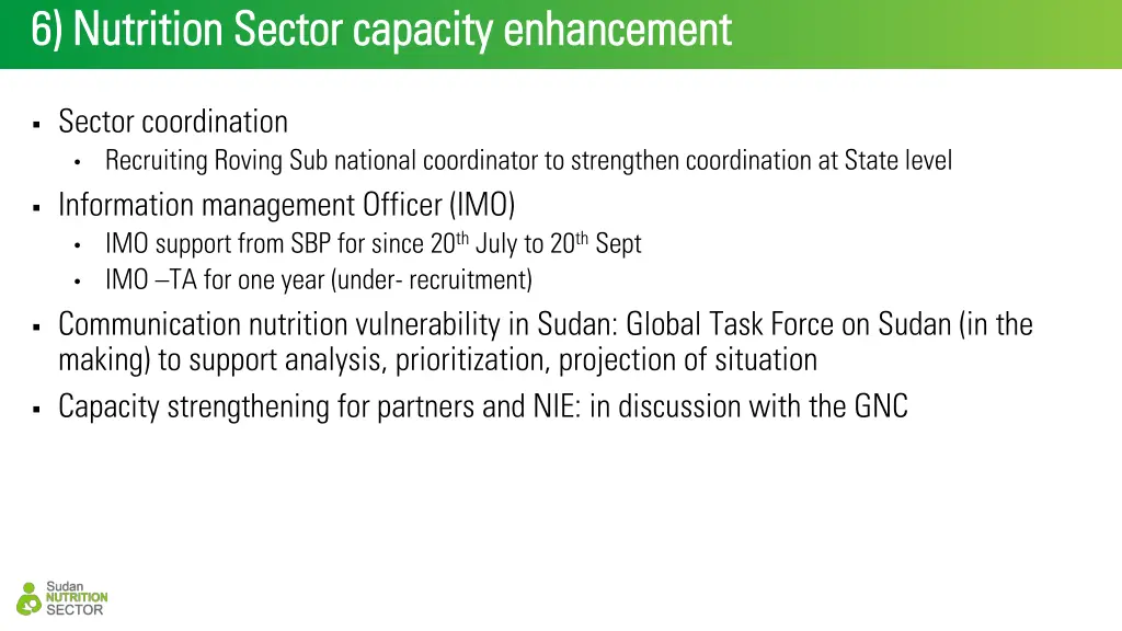 6 nutrition sector capacity enhancement