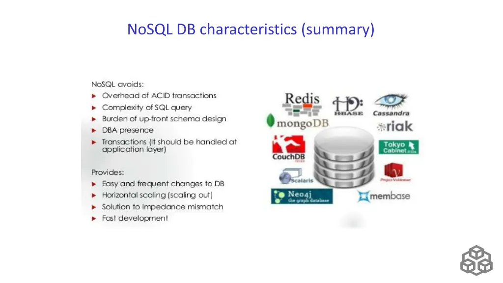 nosql db characteristics summary 1
