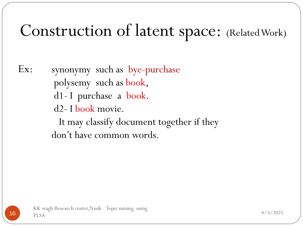 construction of latent space related work
