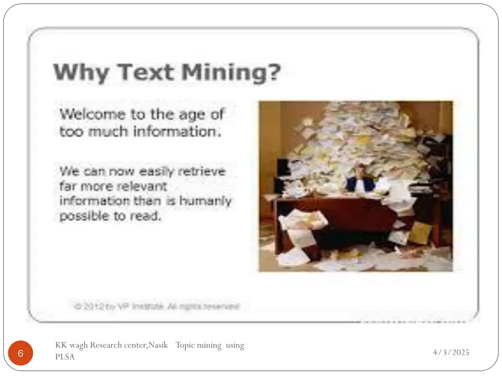 kk wagh research center nasik topic mining using