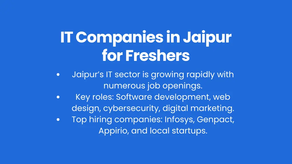 it companies in jaipur for freshers jaipur