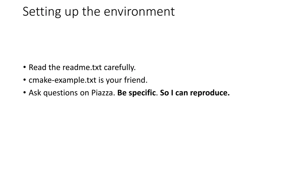 setting up the environment 1