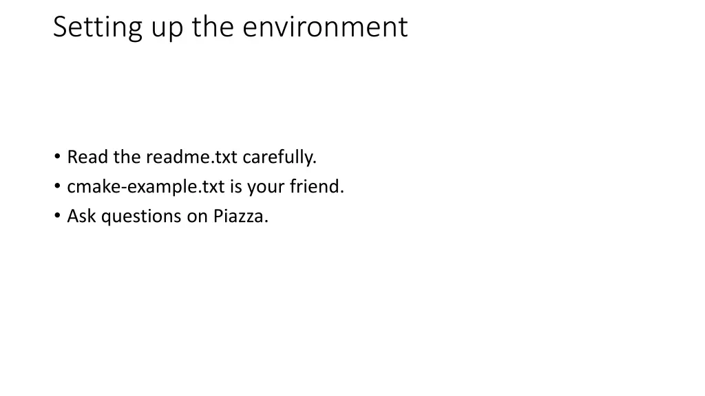 setting up the environment