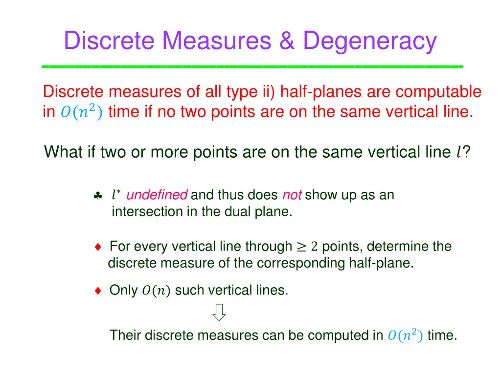 discrete measures degeneracy