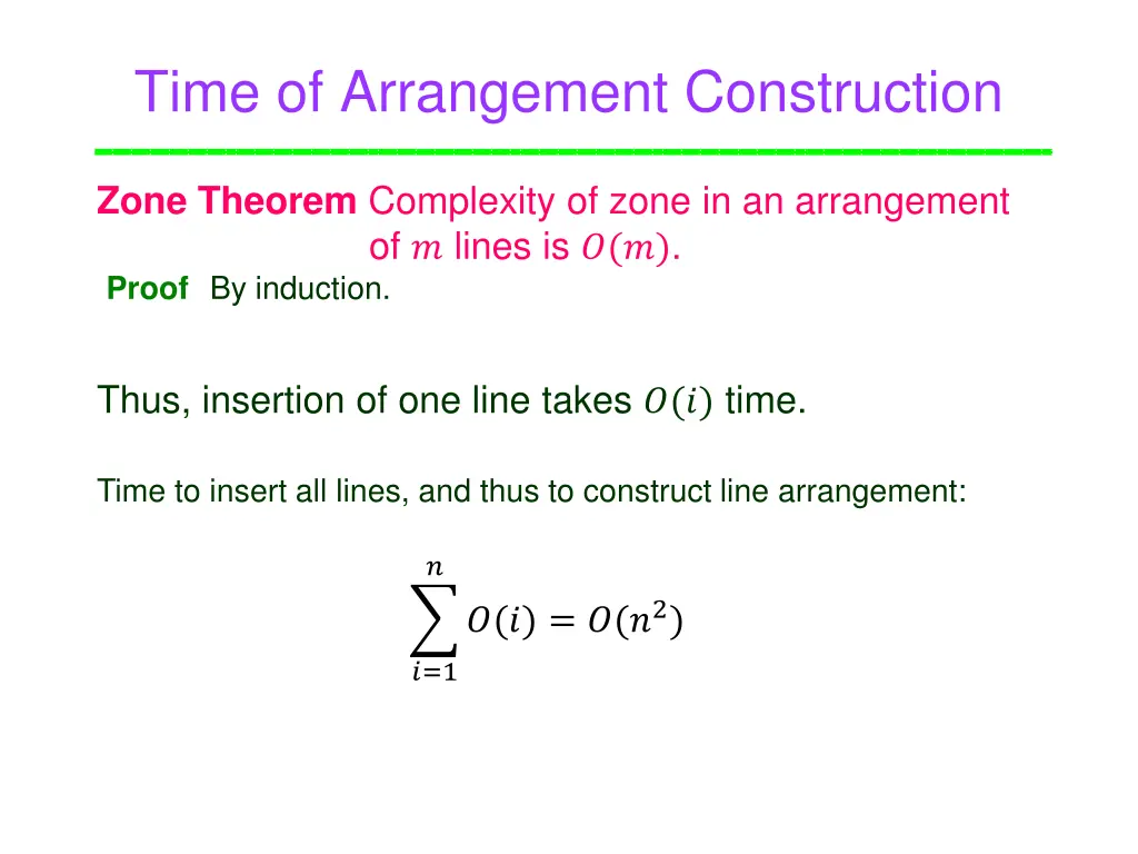 time of arrangement construction
