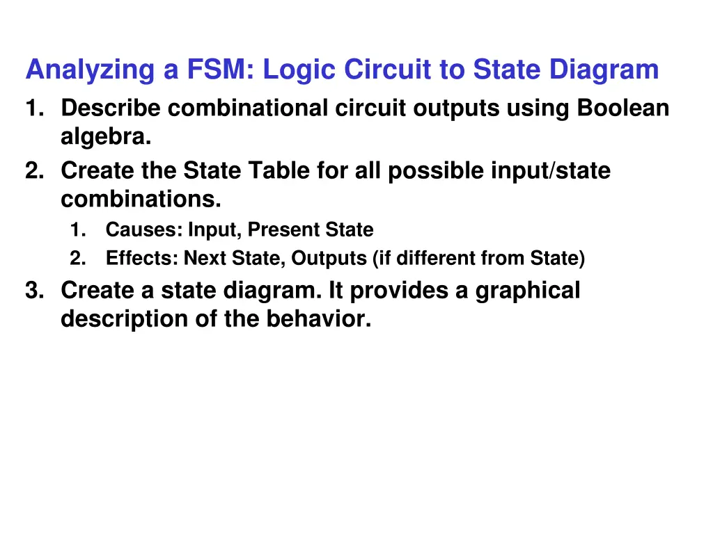 analyzing a fsm logic circuit to state diagram