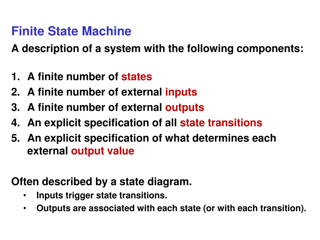 finite state machine a description of a system
