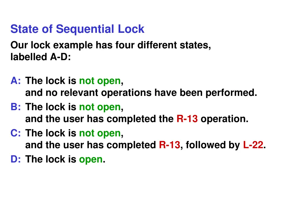 state of sequential lock our lock example