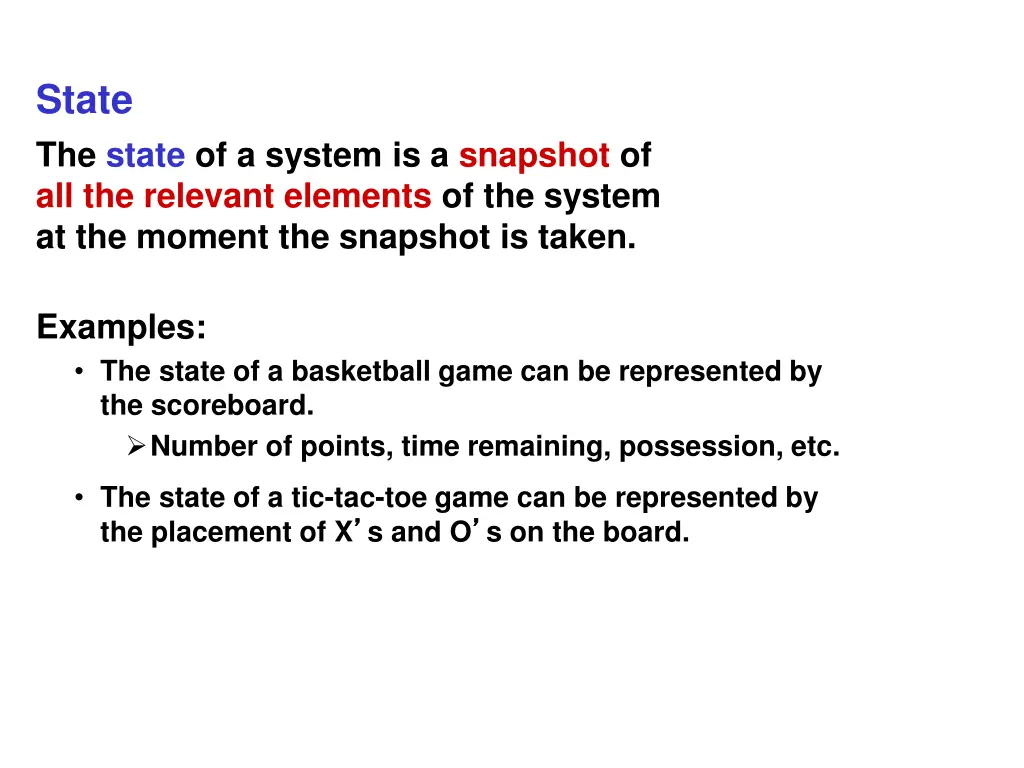 state the state of a system is a snapshot