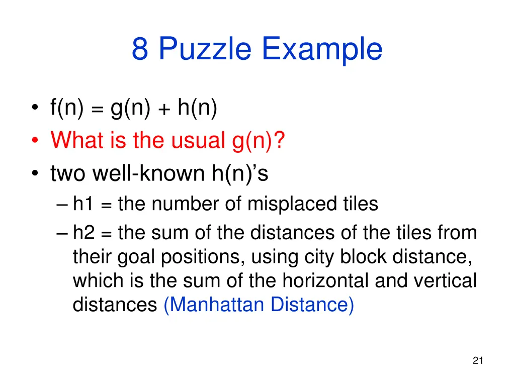 8 puzzle example