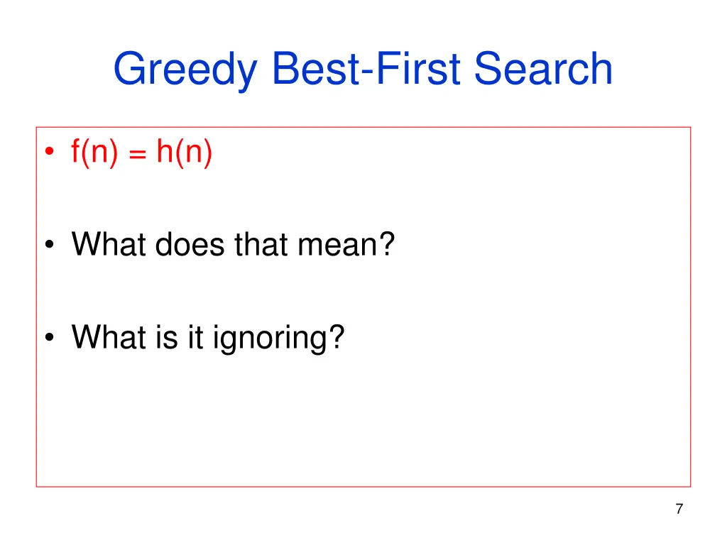 greedy best first search
