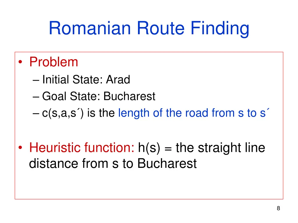 romanian route finding