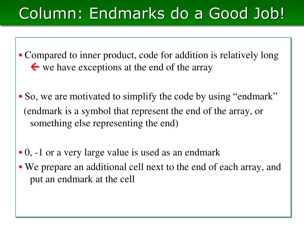 column endmarks do a good job