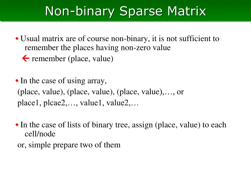 non binary sparse matrix