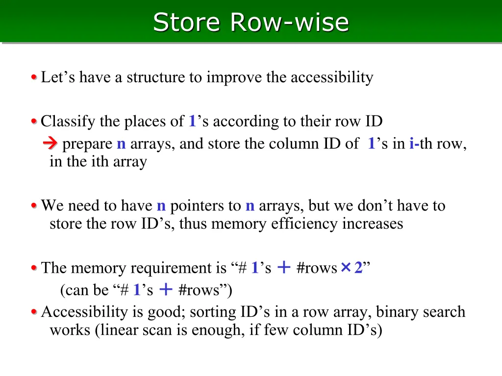 store row wise